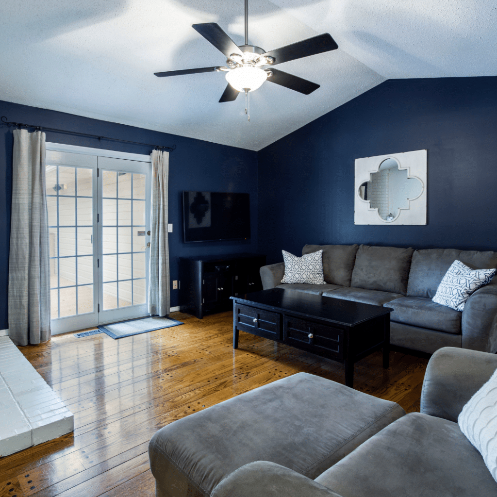 Living room with a ceiling fan
