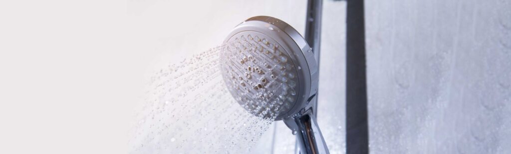 Shower head spraying water out