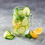 Cold drink with cucumber and lemon