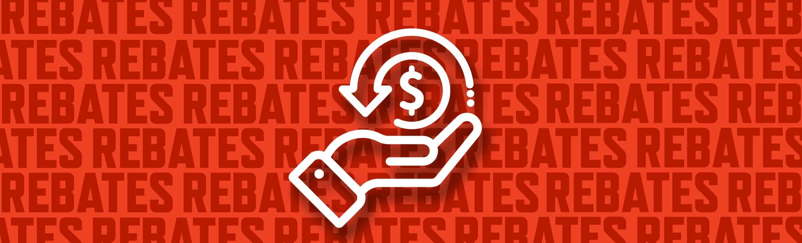 Red rebates background with money saving icon
