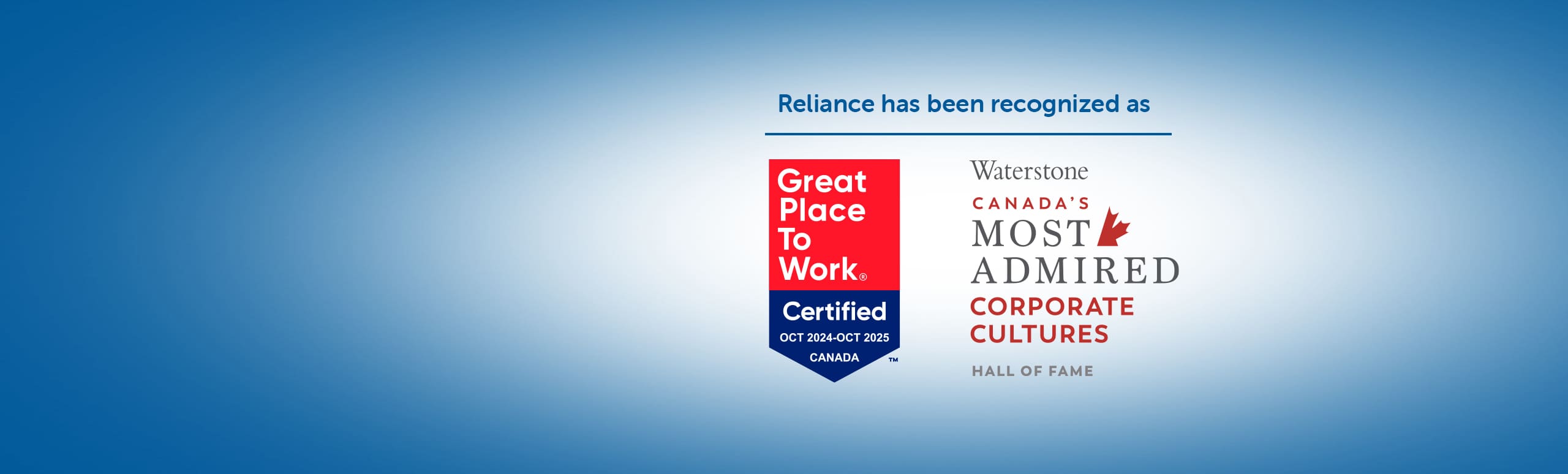 Graphic with Great Place to Work and Waterstone Most Admired logos